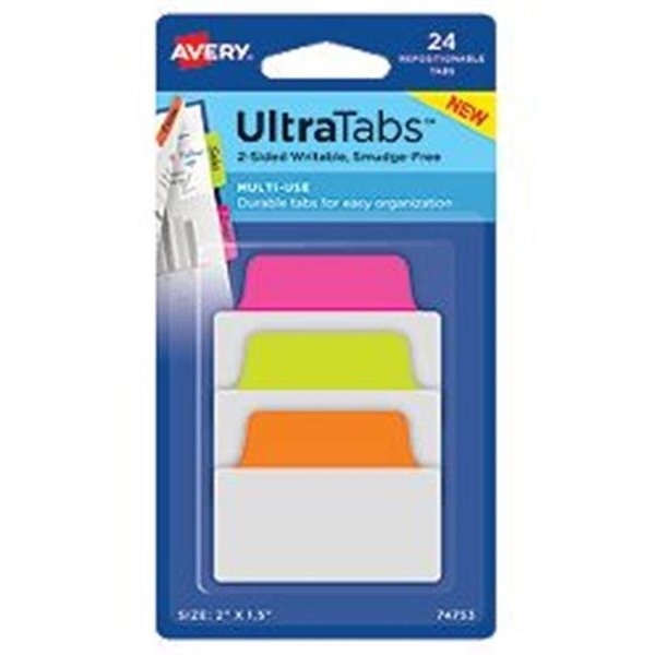 Avery Dennison Avery-Dennison 74756 Ultra Tabs Repositionable Tabs; Neon - 2 x 1.5 in. 74756